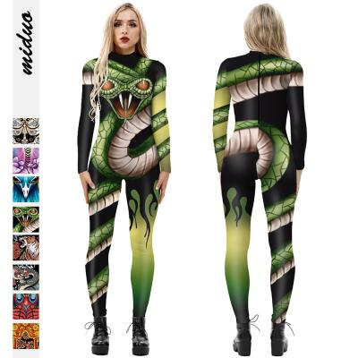 China Halloween Cosplay Costume Women Men 3D Printing Futuristic Robot Party Skeleton Carnival Onesies Jumpsuit Futuristic Robot Onesies for sale