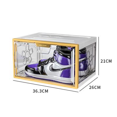 China Gloval Viable House Magnet Clear Plastic Boxes Drop Front Shoe Storage Box AcrylicTransparent Stackable Display Shoe Boxes for sale