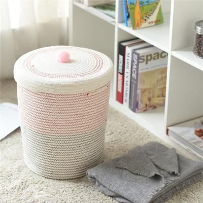 China GLOVAL HOME Storage Cube Organizer Bins Foldable Decorative Woven Cotton Rope Storage Baskets With Handles For Clothes Toys for sale