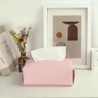 China Minimalist Portable Foldable Nordic Holder Tissue Paper Tissue Paper Car Home Gloval PU Tissue Cover Box Leather Bag Bag for sale