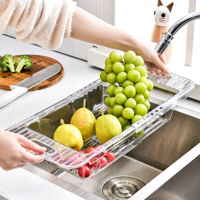 China Gloval Sustainable Home Fruit and Vegetable Drain Rack Kitchen Waste Filter Basket Sink Hanging Plastic Drain Basket for sale