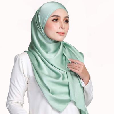 China Solid color muslim satin women fashion malaysia hijab scarf eyelash silk hijab shawls for sale