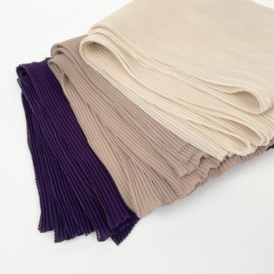 China Fashion mini pleated chiffon hijab for malaysia tudung women mini pleated chiffon shawl eyelash hijabs for sale