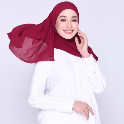 China Muslim Chiffon Shawl Premium Quality Cutstom Colors Eyelash 40 Ply Malaysia Shawl Hijab Scarves for sale