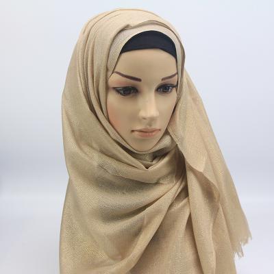 China Fashionable Wholesale Plain Women Long Gold Factory Shawl Hijab Scarf for sale