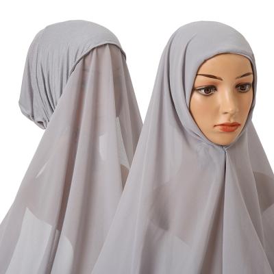 China New Daily Wear Ready To Wear Under Scarf Chiffon Undercap Hijabs Muslim Snap Headscarf Set for sale