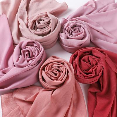 China Popular Hot Selling Dubai Natural Solid Color Wrinkle Polyester Hijab Scarf Ladies Viscous Shawls for sale