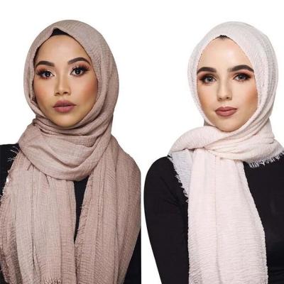 China Wholesale Price 180*90cm Women's Palestine Hijab Pleat Cotton Muslim Soft Headscarf Scarf Wholesale Price 180*90cm Islamic Shawls for sale