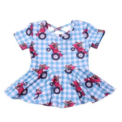 China Kids Breathable T-shirts Factory Clothing Baby Top Clothes With Short Sleeve Fashion Truck Printing Cute Little Girl Peplum For Summer for sale