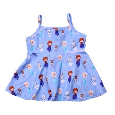 China Mini girl fashion 2020 summer breathable cute silk top little girl milk cartoon character peplum shirts braces clothes new for sale