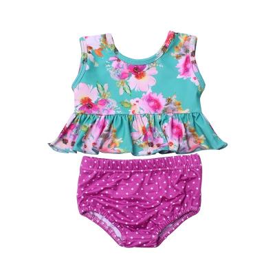 China 2020toddler girl's breathable clothing for summer milk silk swimming suits for toddler girl swimwear floral equipments pattern the new for sale