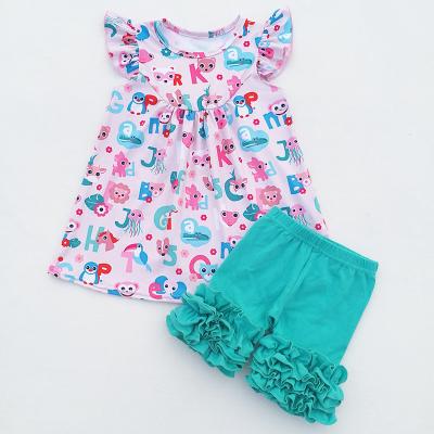 China Hot Selling Comortable Baby Clothing Set Back To School Toddler Dress O Neck Summer Outfits for sale