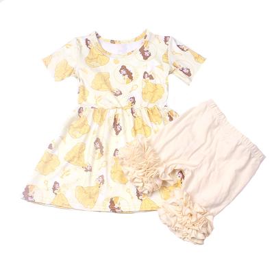 China Comortable Short Sleeve Baby Clothing Set Kids Unique Outfits Print Holiday Casual Toddler Dress Sets for sale