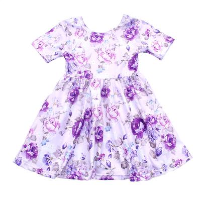 China New Arrival Flower Print Design Breathable Baby Dress Mini Skirt For Kids O-Neck Infant Dresses for sale