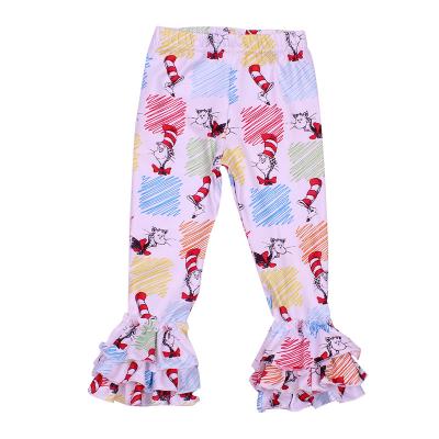 China Kids boutique clothes2020 breathable cat in hat cute cartoon pants for little girls kids use ruffle gaiters for latest spring for sale