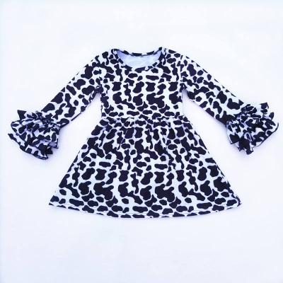 China Breathable Christmas Dress For 4 Years To 7 Years Old Baby Girl Kids Clothes Cotton Cow Prints Kinds Of Girl Dress Dress Design for sale