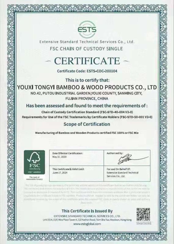 FSC - Youxi Tongyi Bamboo&Wood Products Co., Ltd.