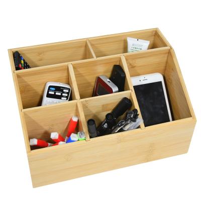 China 2021 Hot Sale Wooden Desktop Storage Box Wooden Desktop Bamboo Organizer with Drawer for Office and Bedroom for sale