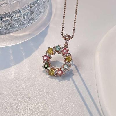 China Special Design S925 Sterling Silver Romantic Elegant Pendant Colorful Gemstones Pendant Gift Garland For Girl for sale