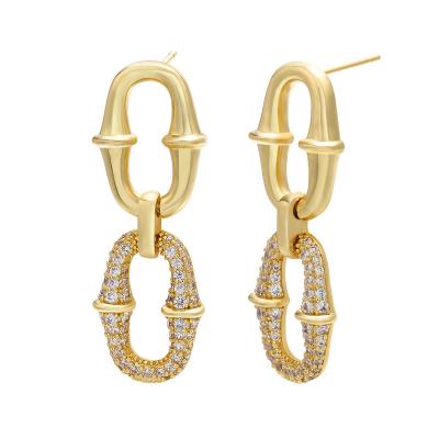 China Zircon fashion ladies gold plated earrings elegant atmosphere copper U shape cheap wholesale FASHIONABLE earrings for sale