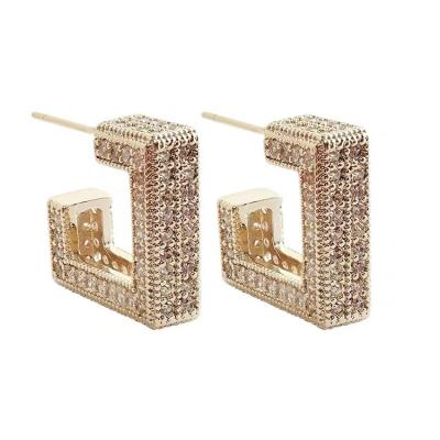 China New FASHIONABLE Creative Design 18k Real Gold Plated Minimalist Irregular Outer Square Circle Earrings for sale