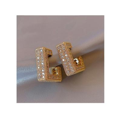 China Quality Product FASHIONABLE Silver Square Unique Design 14k Gold Filled Stiletto Stud Earrings for sale