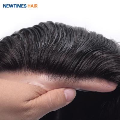 China HS1 Newtimeshair Stock Skin PU Men Hair Toupee Super Thin Correction Hair Replacement Systems For Men for sale