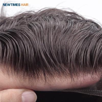 China HS15+ Natural French Super Thin Skin Indian Hair Men Hairpiece Hairpiece Replacement System for sale