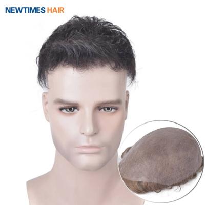 China Low Density Fine Mono Hair Men's Hair Toupee Hair Replacement System For Men for sale