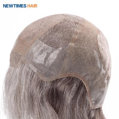 China Newtimes Thin Low Hair Skin Tone Hair System Mens Wig Custom Gray Lace Front Hair Wig For Men for sale