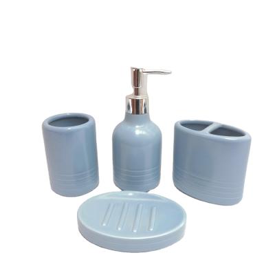 China Viable Wholesale Nordic Style Matte Sky Blue Hotel Home Ceramic Bathroom Set for sale