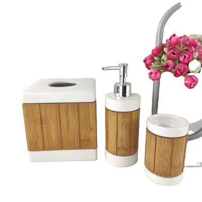 China Sustainable Hot Selling Wooden Exterior Decoration Ceramic Bathroom Set Accessories for sale