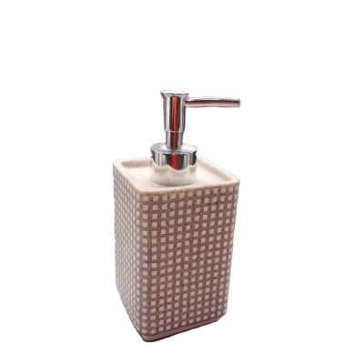 China Bath Accessories Soap Dispenser And Lotion Dispenser Sandstone Soap Polyresin Liquid Soap Dispenser for sale