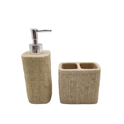 China Sustainable Wholesale Modern Beige Building Block Form Polyresin Toothbrush Holder for sale