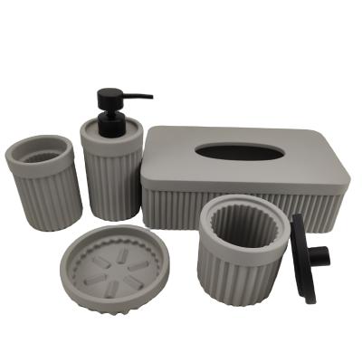 China Modern Industrial Style Minimalist Hot Selling Concrete Bath Gift Sets Hotel Tissue Box for sale