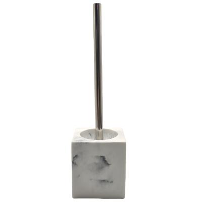 China Sustainable Sleek And Modern Marble Effect Resin Toiletbrush Holder for sale