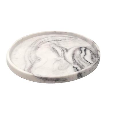 China Modern Simple Marble Effect Polyresin Tray Decorative Marble Effect BREF Serving Trays For Hotel Bathroom Accessories for sale