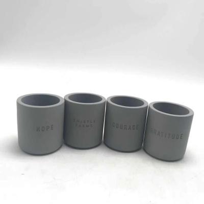 China Sustainable New Design Household Natural Cement Candle Jar Handmade Concrete Airtight Storage Jars for sale