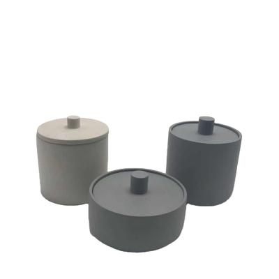 China Sustainable Plant Candle Jar with Lid, Private Label Grey, Black, White, Pink Concrete Candle Vessels for sale