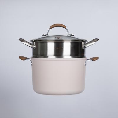 China Factory Supply Good Price Sustainable Custom Aluminum Cooking Pot Stock Cassers With Lid And Steamer for sale