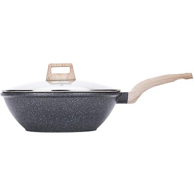 China Sustainable Wholesale Carote Cast Aluminum Wok Non Stick Cookware Set Kitchen Ware Cooking Frying Pan Wok Pan for sale