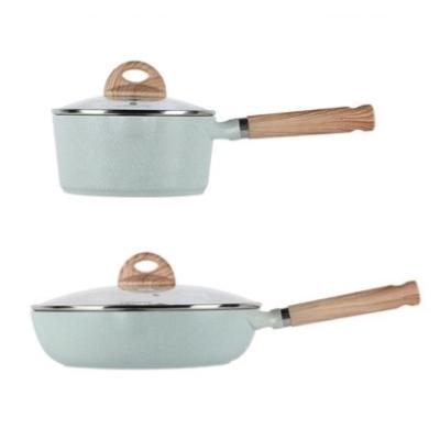 China Modern Carote Die Cast Aluminum Cooking Pot And Pan Non-Stick Cookware Sets With Granite Coating for sale