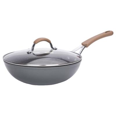 China Viable Forged Aluminum Nonstick Wok Pan With Granite Marble Coating for sale