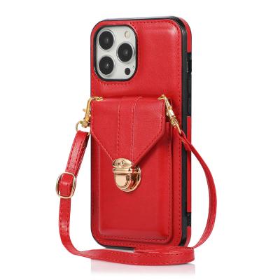 China European and American Fashion Cross Body Phone Case Insert Card Sleeve Anti-fall Cover Device Shockproof Lanyard for sale