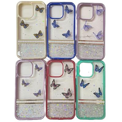 China Two-in-One Drip Glue Mobile Phone Shockproof Top Case The Butterfly Piece Protective Cover Flashing Wholesale for sale