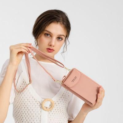 China Multicolor Women's Soft Face Slant Span Buckle Purse Simplicity Simple Magnetic Vertical Mobile Phone Shoulder Bag One Shoulder Purse for sale