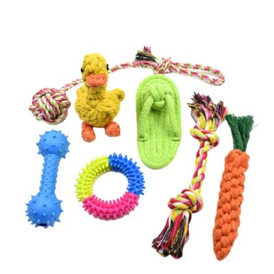 China Viable Wholesale Random Color Double Bite Rope Making Dog Toys Chew Toy Set for sale