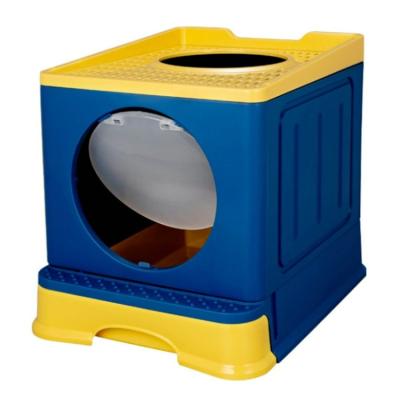 China Viable Wholesale Custom Cat Litter Box Splash Proof Fully Enclosed Collapsible Cat Carrier With Trash Can for sale