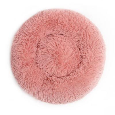 China Viable Wholesale Pet Beds Manufacturer Luxury Faux Fur Donut Around Warm Winter Non-slip Pet Bed Washable for sale