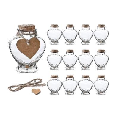 China Glass Bottle 5 Ounce Houseware Heart Shaped Glass Bottle With Cork Lid Label Glass Heart Shaped Bottle for sale